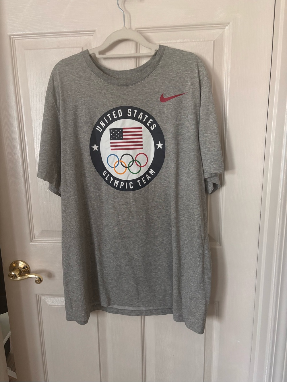 Nike Gray United States Olympic Team Short Sleeve Tee with Red Swoosh